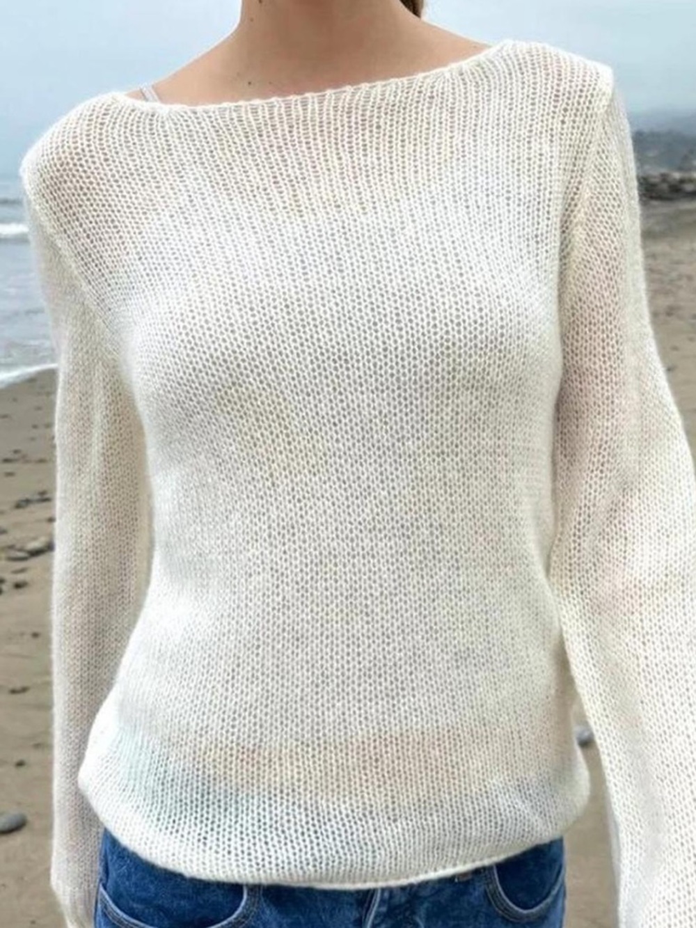 Brandy Melville Pacsun Open Knit Cream Sweater